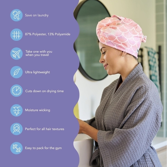 NWOT Mermaid Scales Hair Towel By Turbie Twist - Picture 6 of 6